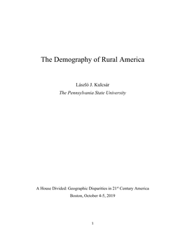 The Demography of Rural America