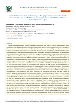 Crop Model Simulation Slants for Predicting and Managing The