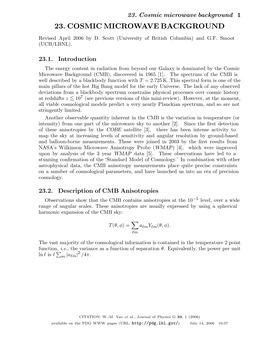 Cosmic Microwave Background 1 23