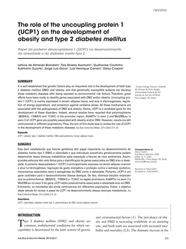 (UCP1) on the Development of Obesity and Type 2 Diabetes Mellitus