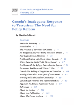 Canada's Inadequate Response to Terrorism: the Need for Policy