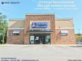 OFFERING MEMORANDUM NEW 2020 SHERWIN WILLIAMS Essential Retailer | Investment Grade Credit
