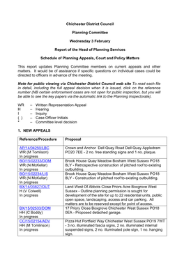 Chichester District Council Planning Committee Wednesday 3 February