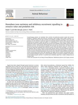 Honeybees Tune Excitatory and Inhibitory Recruitment Signalling to Resource Value and Predation Risk