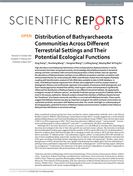 Distribution of Bathyarchaeota Communities Across Different Terrestrial Settings and Their Potential Ecological Functions