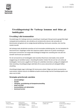 Utvecklingsstrategi För Varbergs Kommun Med Fokus På Landsbygden