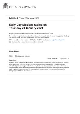 View Early Day Motions PDF File 0.12 MB