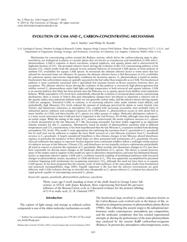 Evolution of Cam and C4 Carbon-Concentrating Mechanisms