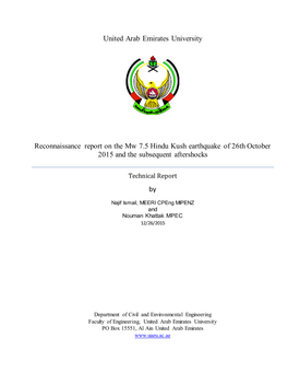 Reconnaissance Report on the Mw 7.5 Hindu Kush Earthquake of 26Th October 2015 and the Subsequent Aftershocks