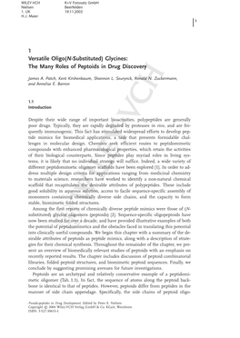 Versatile Oligo(N-Substituted) Glycines: the Many Roles Of