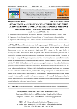 Genome Wide Analysis of Microsatellite Repeats In