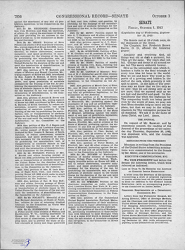 SENATE OCTOBER 1 Against the Enactment of Any and All Pro­ of Food, Coal, Iron, Rubber, and Gasoline, by Hibition Legislation; to the Committee on The