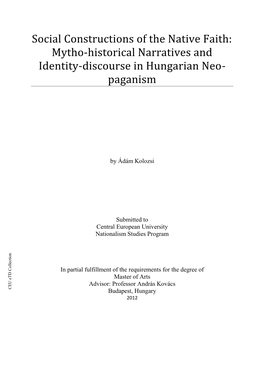 Mytho-Historical Narratives and Identity-Discourse in Hungarian