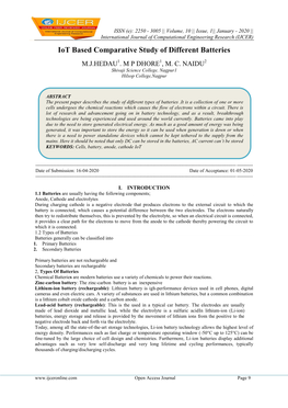 Iot Based Comparative Study of Different Batteries