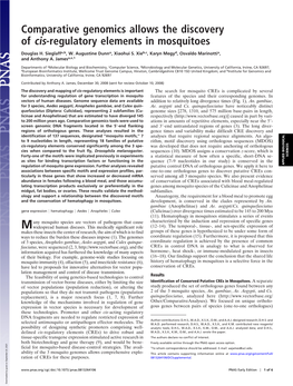 Comparative Genomics Allows the Discovery of Cis-Regulatory Elements in Mosquitoes