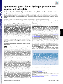 Spontaneous Generation of Hydrogen Peroxide from Aqueous Microdroplets