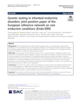 Genetic Testing in Inherited Endocrine Disorders