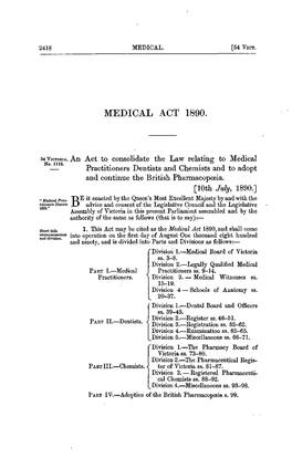 Medical Act 1890