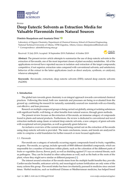 Deep Eutectic Solvents As Extraction Media for Valuable Flavonoids from Natural Sources