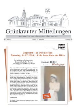 Zugehört! - Es Wird Gelesen Dienstag, 21.07.2020, 19 Uhr Beim Haus Der Mitte