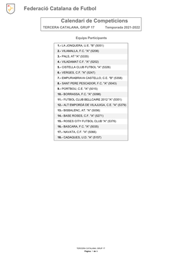 Calendari De Competició