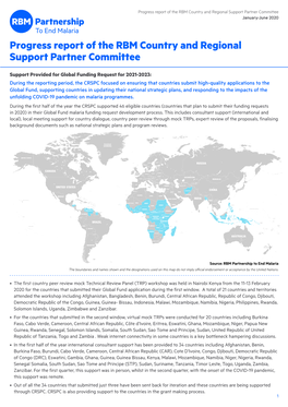 Progress Report of the RBM Country and Regional Support Partner Committee January-June 2020