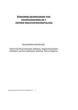 Uddannelsesprogram for Hoveduddannelse I Intern Medicin:Reumatologi