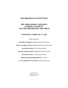 The Brookings Institution the Mohammed Cartoons