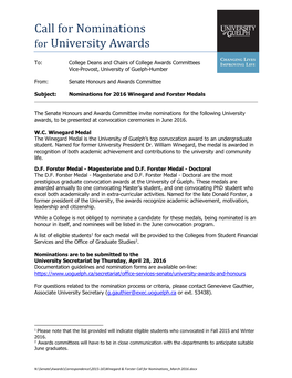 Call for Nominations for University Awards