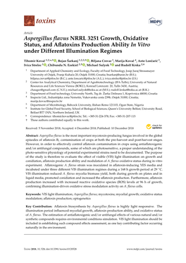 Aspergillus Flavus NRRL 3251 Growth, Oxidative Status, And