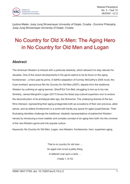 No Country for Old X-Men: the Aging Hero in No Country for Old Men and Logan