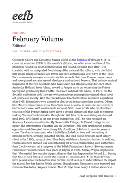 February Volume Editorial VOL