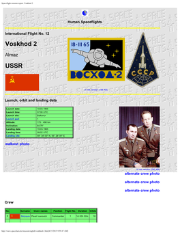 Spaceflight Mission Report: Voskhod 2