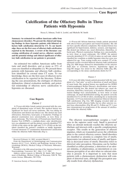 Calcification of the Olfactory Bulbs in Three Patients with Hyposmia