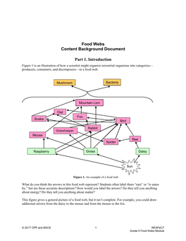 Food Webs Content Background Document Part 1. Introduction