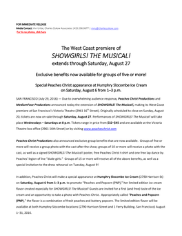 SHOWGIRLS! the MUSICAL! Extends Through Saturday, August 27