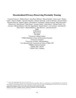 Decentralized Privacy-Preserving Proximity Tracing