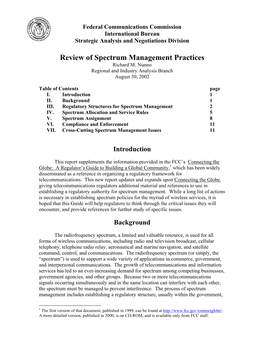 Review of Spectrum Management Practices Richard M