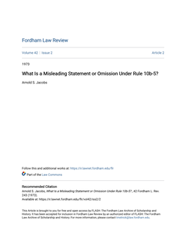 What Is a Misleading Statement Or Omission Under Rule 10B-5?