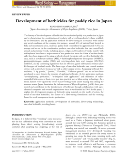 Development of Herbicides for Paddy Rice in Japan