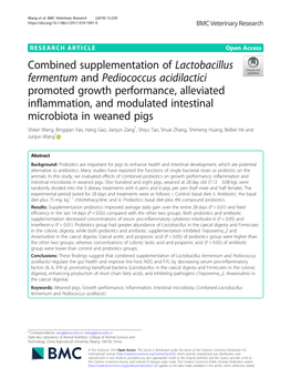 Combined Supplementation of Lactobacillus