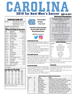 2019 Tar Heel Men's Soccer