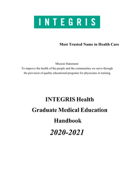 INTEGRIS Health Graduate Medical Education Handbook 2020-2021 Table of Contents