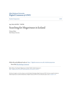 Searching for Megaviruses in Iceland Delanie Baker Ohio Wesleyan University