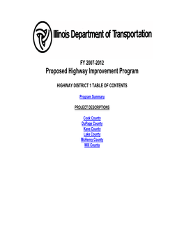 Proposed Highway Improvement Program