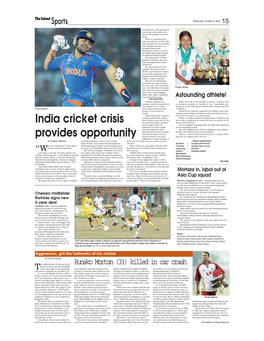 India Cricket Crisis Provides Opportunity