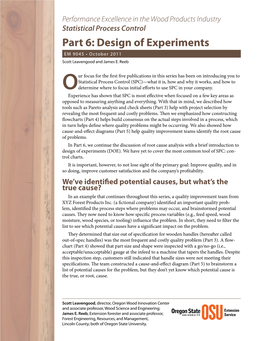 Design of Experiments EM 9045 • October 2011 Scott Leavengood and James E