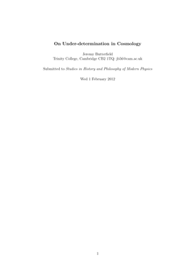 On Under-Determination in Cosmology