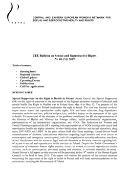 CEE Bulletin on Sexual and Reproductive Rights No 06 (74) 2009