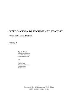 Introduction to Vectors and Tensors